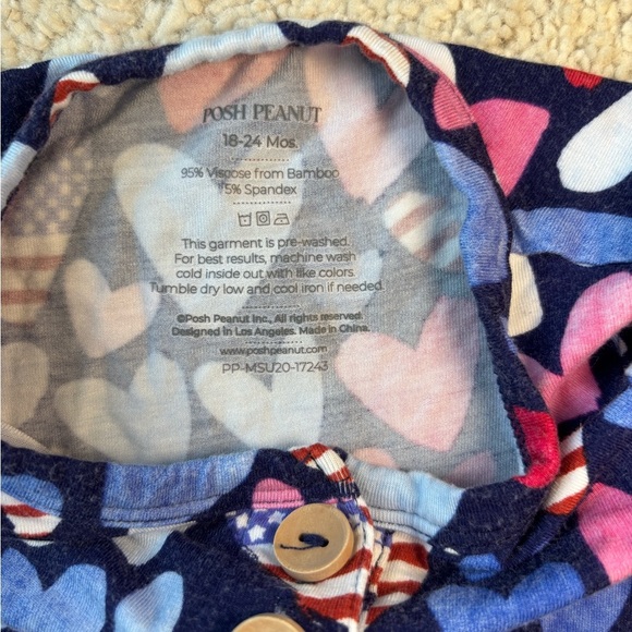 Posh Peanut Patriotic Hearts short sleeve twirl bodysuit dress size 18-24m - Picture 5 of 6